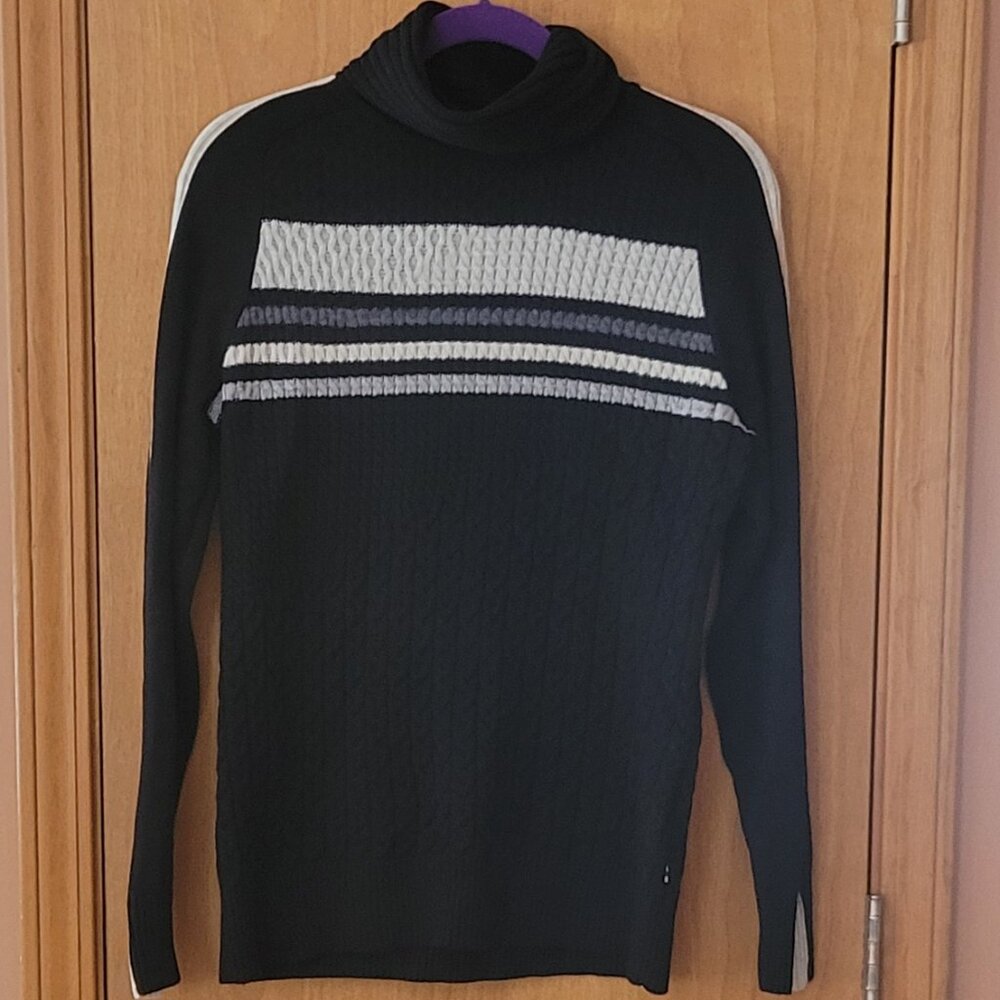 Women's Smartwool Long Sleeve Turtleneck Black and Cream Ski Sweater